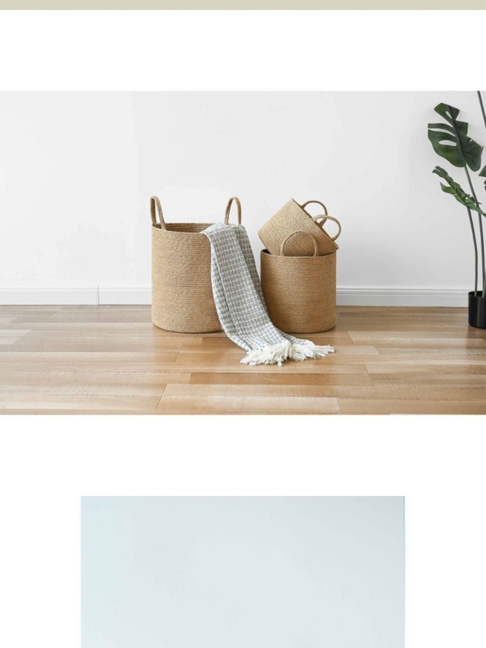 NIB Natural Woven Storage Baskets with Handles - Set of 3. Jute baskets - Picture 3 of 8